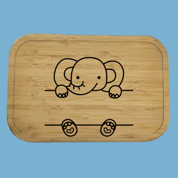 Brotdose Weißblech und Bambusdeckel Elefant – Bild 6